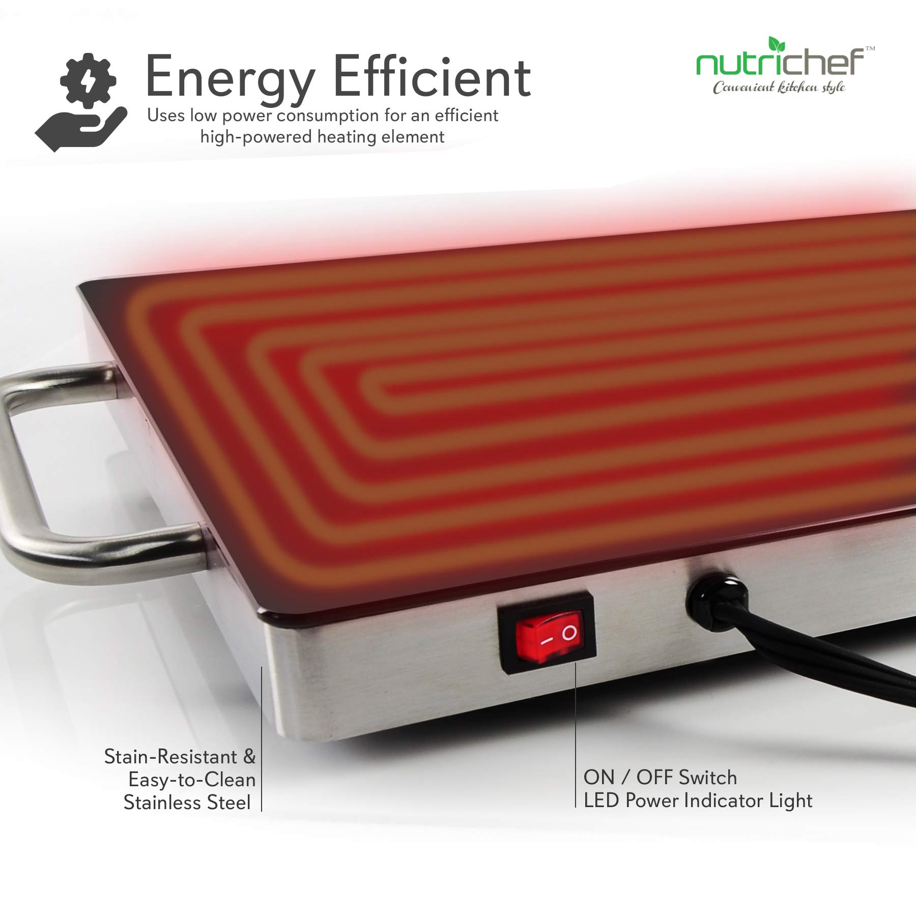 NutriChef Electric Warming Tray, Food Warmer, Hot Plate, Perfect For