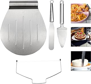 Gifort Kuchenheber Torten Set 4-teilig Rostfreiem Edelstahl Tortenheber Set Kuchenretter inkl.kuchenschaufel , Pizzaschaufel, Streichpalette, Tortenbodenteiler für Backen DIY und Kuchen Dekorieren