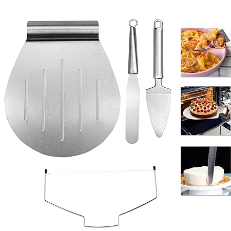 Emooqi Kuchenheber Torten Set 4-teilig Rostfreiem Edelstahl Tortenheber Set Kuchenretter inkl.kuchenschaufel , Pizzaschaufel,