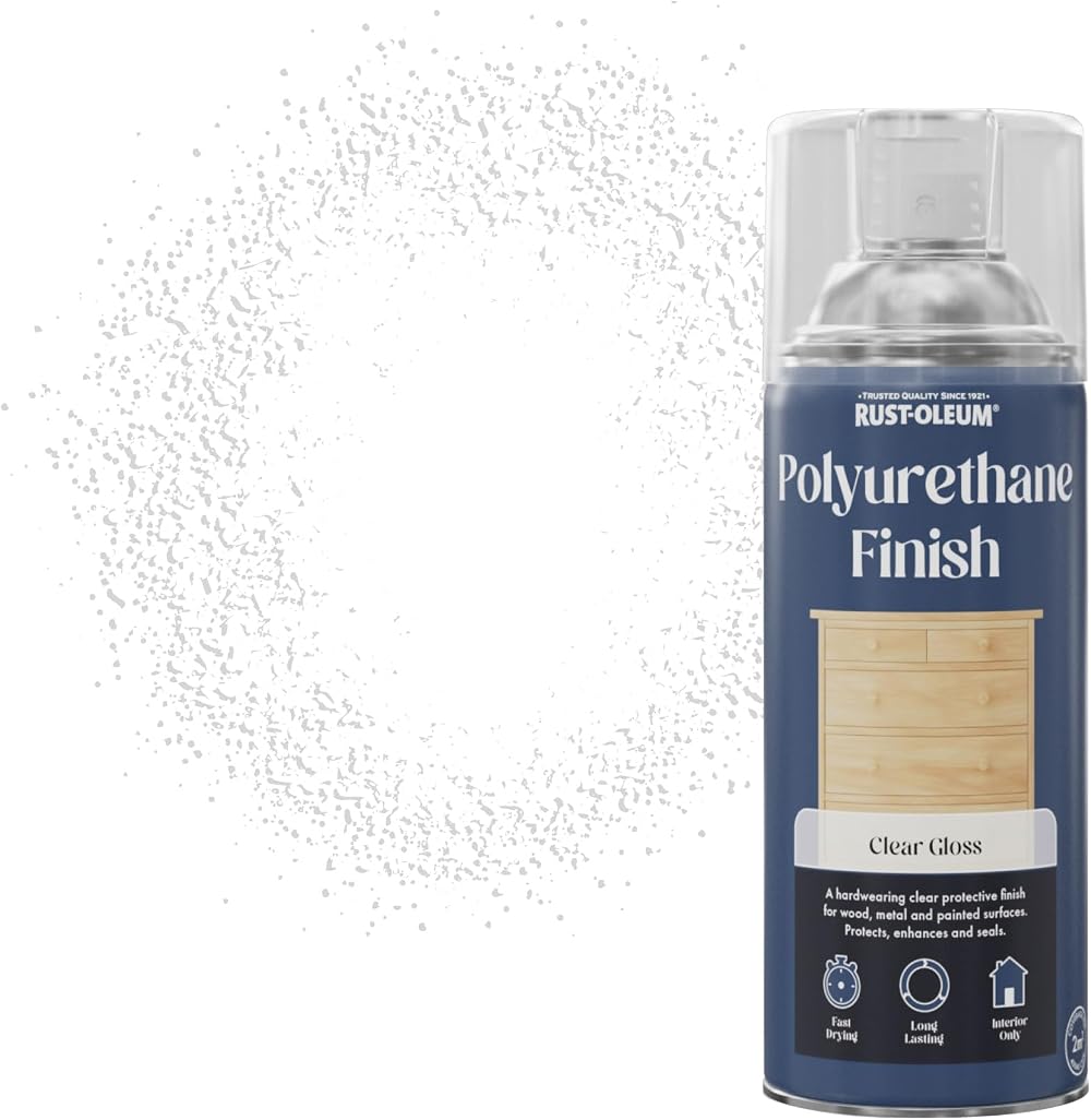 Rust-Oleum Polyurethane Varnish Spray 400ml Clear Gloss Interior Wood Metal