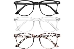 Okany 3 Pack Blue Light Blocking Glasses for Women Men, Round Computer Glasses Anti Eye Strain/UV/Glare Gaming Glasses
