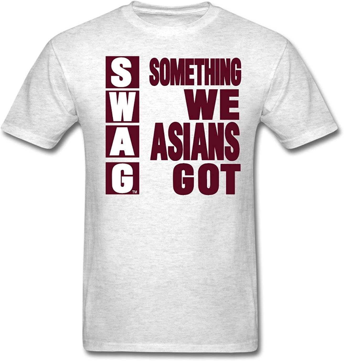 Zeesaa Men's Grey Swag Something We Asians Got Light Oxford Gentle T-Shirt