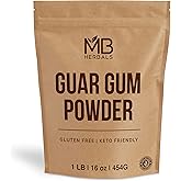 MB Herbals Guar Gum Powder 1 lb / 16 oz (454g) | Gluten Free Thickening Agent for Soups Sauces Curries Ice-Creams