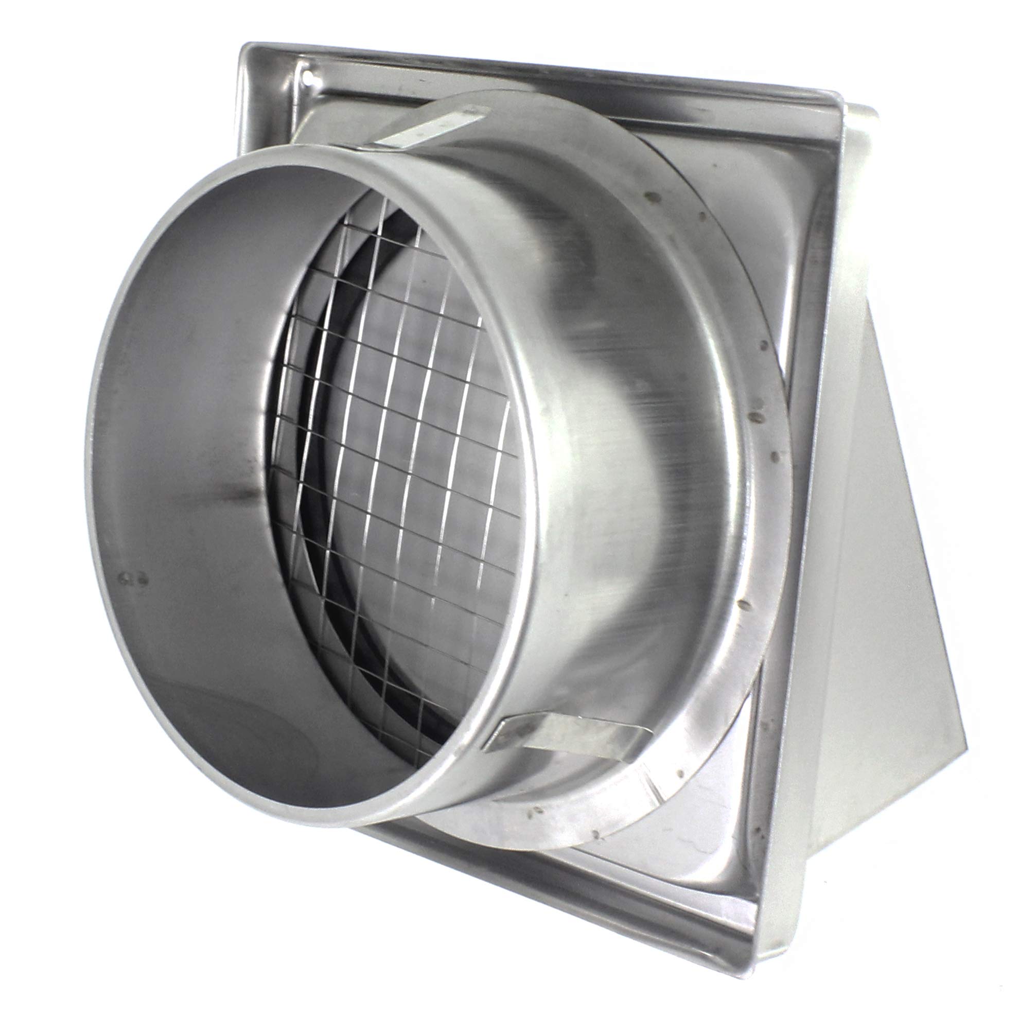 SPARES2GO Stainless Steel Cowled External Extractor Wall Vent Outlet with Cushioned Non Return Flap (150mm, 6")