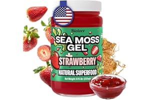 Biolore Strawberry Sea Moss Gel Made in USA Raw Wildcrafted Irish Seamoss, Essential Vitamins, Trace Minerals, Vegan Superfood, Trial Size 8 Fl Oz (Pack of 1)
