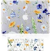 iDonzon Case for MacBook Pro 16 inch (A2141, 2020 2019 Release), 3D Effect Matte Clear See Through Hard Cover &Keyboard Cover Compatible Mac Pro 16 inch with Touch Bar and Touch ID, Floral Pattern