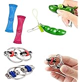 ZCOINS 6 Pieces Silent Fidget Toys Flippy Chain, Pea Pod and Marble Fidget Stress Toy for Fidgeting Adults and Teens