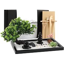 Mini Zen Garden Kit For Desk With Yin Yang Sand, Buddha Statue & Healing Stones | Japanese Rock Garden Meditation Set, Office Desktop Fidget Toy For Stress Relief