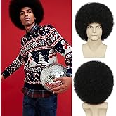 Yargel Hair Mens Afro Wig for 70s Disco Rocker Party Black Afro Wig for Men and Women Unisex Adult Afro Wigs for Daily and Party Use (Black)