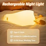 Anywin Lying Flat Duck Night Light – Soft Silicone Lamp, Rechargeable, Timer view 7