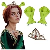 Bufeti Princess Crown and Ogre Green Ears Hair Clips Headpiece for Women Girls Halloween Party Dressing Up Cosplay Costume