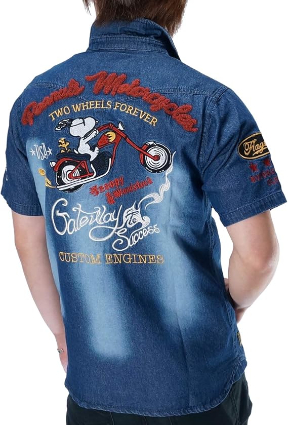 Amazon フラッグスタッフ スヌーピーコラボ ウィーリーチョッパーバイク デニム 半袖シャツ メンズ年モデル Flag Staff Snoopy 4013 M シャツ 通販 Amazon フラッグスタッフ スヌーピーコラボ ウィーリーチョッパーバイク デニム 半袖シャツ メンズ年モデル Flag Staff Snoopy 4013 M シャツ 通販