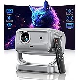 4K Smart Projector Native 1080P 1800 ANSI,Auto Focus,5G WiFi,Bluetooth 5.2,Built-in Apps,Portable Outdoor Movie Projector Compatible with iPhone/Android, Zoom&amp;Keystone Correction,180&deg; Adjustable Stand