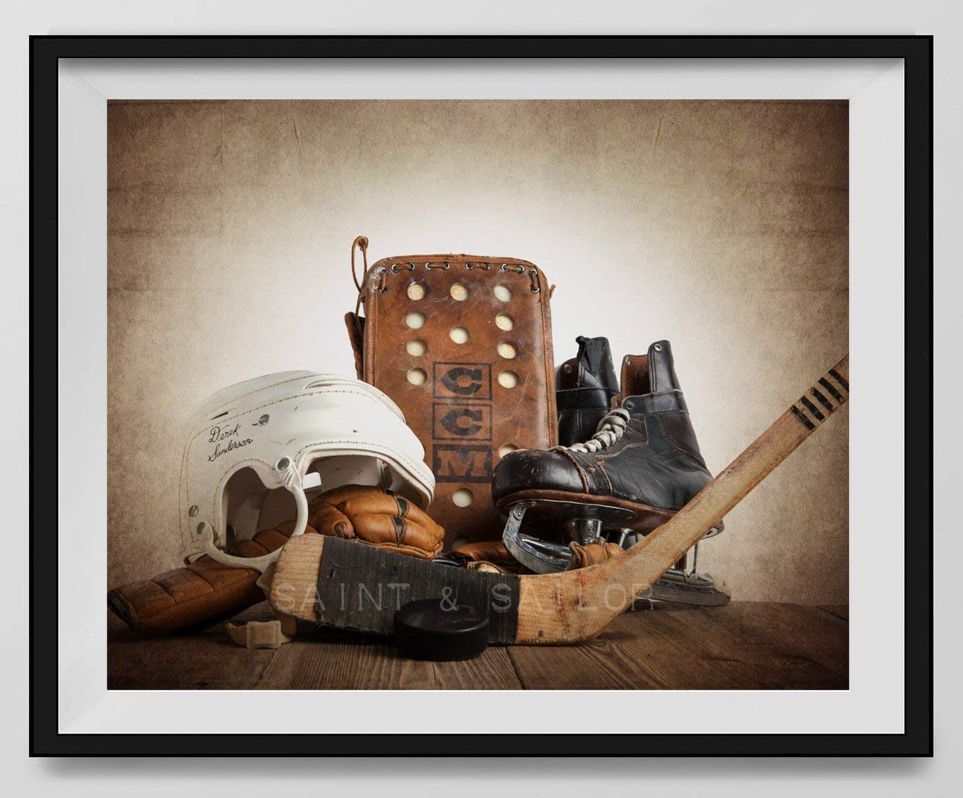 Amazon.com: Vintage Hockey Gear Wall art, Sports Decor, Vintage Hockey