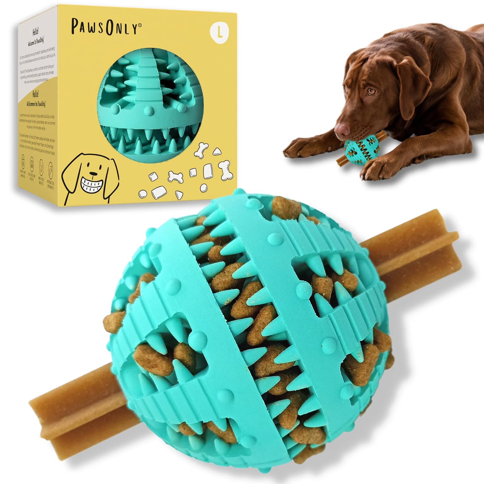 PawsOnly | Interactive Dog Treat Toy for Boredom & Enrichment | Mental Stimulation & Anxiety Relief | Puzzle Feeder | Puppy Brain Training & Entertainment | Keep Them Busy (Large, BLUE)