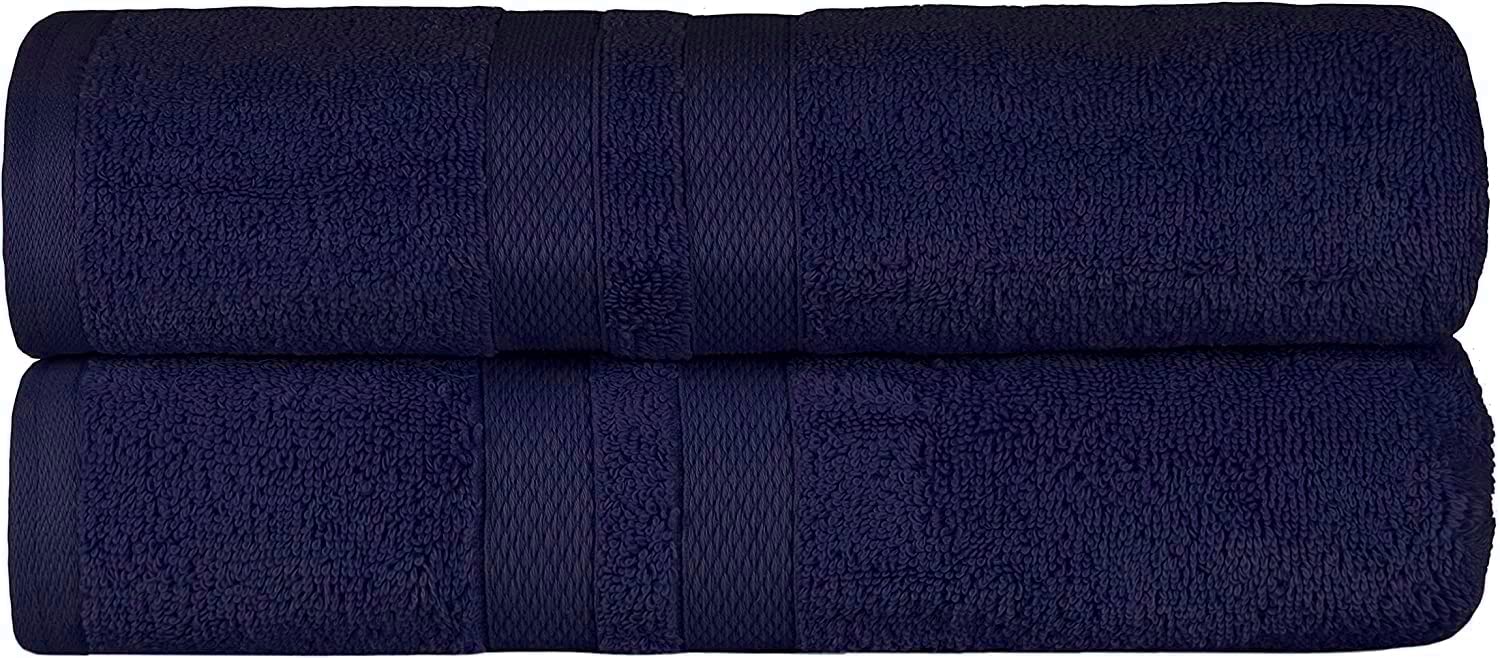 Wholesale Trade Dealz Pack of 2 Large Jumbo Bath Sheet Towels(75 x 150 cm) 100% Egyptian Cotton Big Bath Sheets Quick dry & Absorbent (Blue, Cotton)