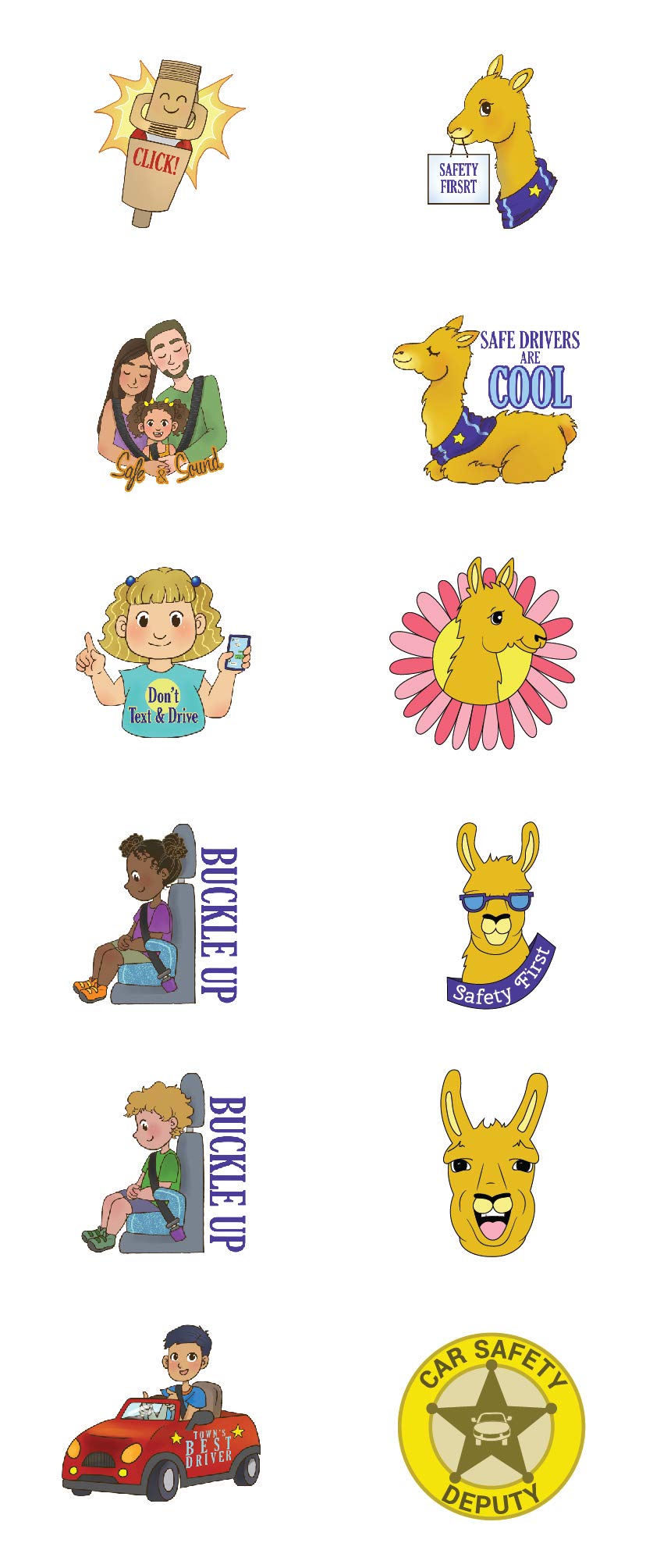 (3) Car Seat Belt & Booster Seat Receptacle Stabilizer by Buckle Booster - with Fun Safety Stickers - BPA-Free