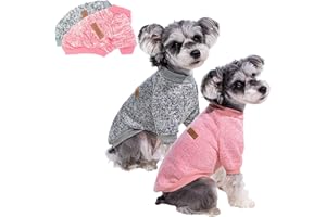 BWEALTHEST 2 Pack Dog Sweaters for Small Dogs - Warm Winter Puppy Sweaters Cute Soft Dog Clothes Outfit Pet Costume for Boy Girl Doggie, Cat, Bulldog Pug Yorkie Kitten Chihuahua (Pink, Grey, Small)