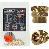 ruthex M3 Threaded Inserts VORON - 100 Pieces RX-M3x5x4 Brass Heat Set Insert for Plastic Parts - Metric knurled Nuts - Insert by Heat into 3D Printing Components