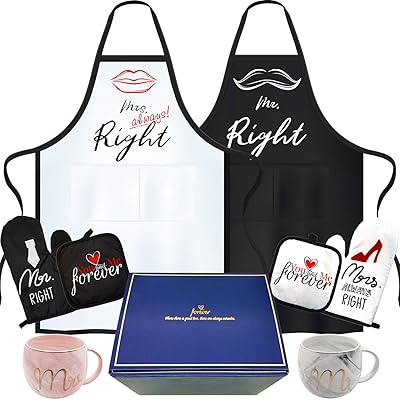 Buy Rnairni Mr Mrs Right Happy Couple Mug Aprons Best Bridal Shower Gifts Bronzing Gift Box Apron Gloves Mats Coffee Mugs Cups Greeting Cards Wedding Gifts For Couples