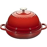 EDGING CASTING Enameled Cast Iron Dutch Oven Pot with Lid, Round Bread Oven for Homemade Sourdough Bread Baking, 6 Quart, Red