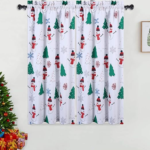 Amazon Com Haperlare Christmas Kitchen Cafe Curtains Snowman
