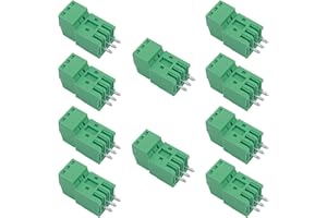 Jienk 10Set 3-Pin 125V 4A 2.54mm 0.1" Pitch PCB Mount Screw Terminal Block Connector for 26-18AWG Cable