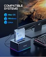 Inateck RGB Hard Drive Docking Station SA02003 USB 3.0 SATA Clone 2.5 3.5 HDD view 6