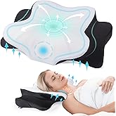 DONAMA Cervical Pillow for Neck and Shoulder,Contour Memory Foam Pillow,Ergonomic Neck Support Pillow for Side Back Stomach Sleepers with Pillowcase-Standard Size