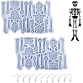 2 Pcs Halloween Skull Skeleton Earring Maker Resin Silicone Molds Epoxy Casting Mold for Halloween Craft DIY Jewelry Pendant Making (White)