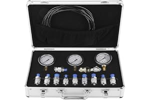 HighFree Hydraulic Pressure Test Kit Excavator Parts Hydraulic Tester Coupling Hydraulic Pressure Gauge Kit with 11 Couplings for Excavator Construction Machinery 25/40/60 Mpa