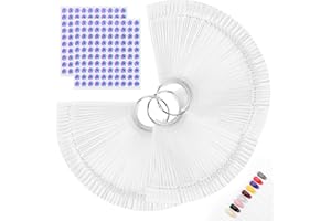 SEONGGONG 150pcs Nail Swatch Sticks with Ring and Number Stickers, Color Swatches for Nail Polish Display Nail Art Supplies for Nail Techs Must Haves Nail Stuff