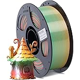 ANYCUBIC Silk Filament, Clog-Free Shiny 3D Printer PLA Filament 1.75mm Dimensional Accuracy +/- 0.02mm, 1KG Reusable Spool (2.2 lbs), Silk Rainbow