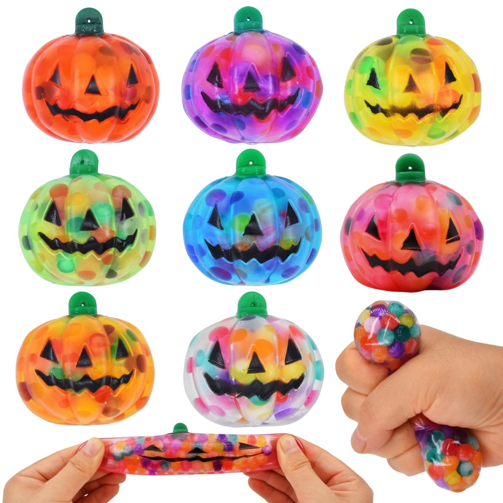 Photo 1 of 8 Pack Halloween Pumpkin Stress Balls, Squeeze Balls Fidget Toys for Adults Stress Relief Party Favors Halloween Treat Goody Bag Filler