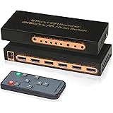 4K@60Hz HDMI Switch 5 Port Awakelion Premium 5 in 1 Out 4K HDMI Switcher with IR Remote Support Auto-Switch, HDMI 2.0,HDCP 2.