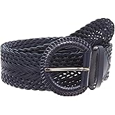 Beltiscool 2 Inch Wide Genuine Leather Braided Woven Round Belt
