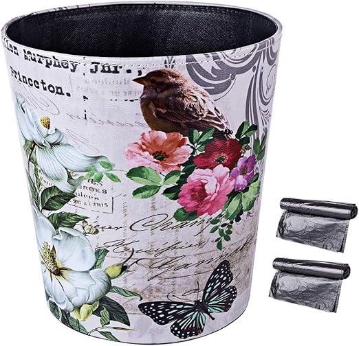 Amazon Com Yamix Wastebasket With 30pcs Trash Bags Retro Style
