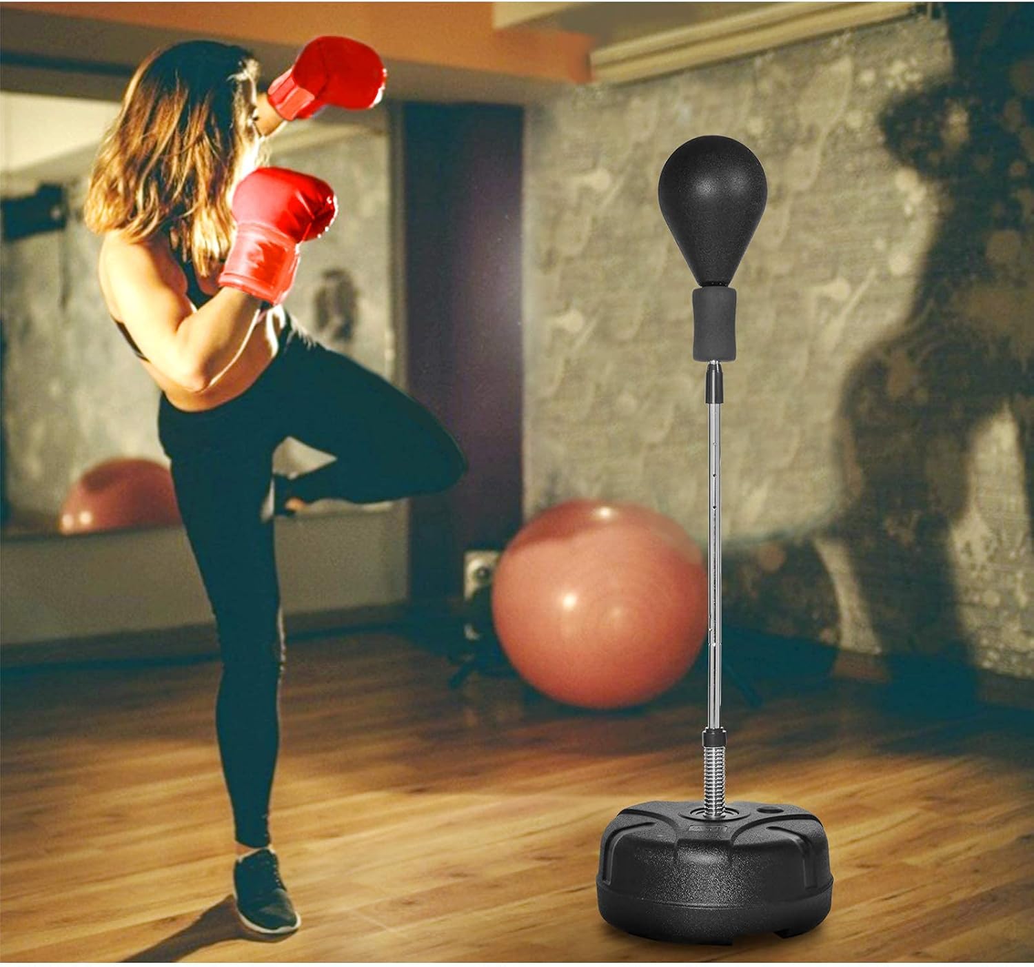 KINGSO Punching Bag with Stand for Adults Kids Boxing Set with Solid Ball Reflex Speed Bag Height Adjustable 51"-65" Free Standing Boxing Set for Home Gym Workout Fitness, Boxing Gloves Included : Sports & Outdoors