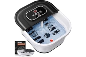 Kalafun Collapsible Foot Spa Bath Massager, Pedicure Foot Bath Spa with Heat Bubbles and Massage and Jets, 95℉-118℉ Heated Foot Soak Tub Feet Soaker with 8 Massaging Rollers, Black