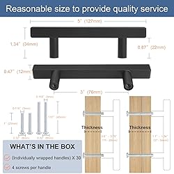 AEEKEL 30 Pack Square Cabinet Handles Matte Black