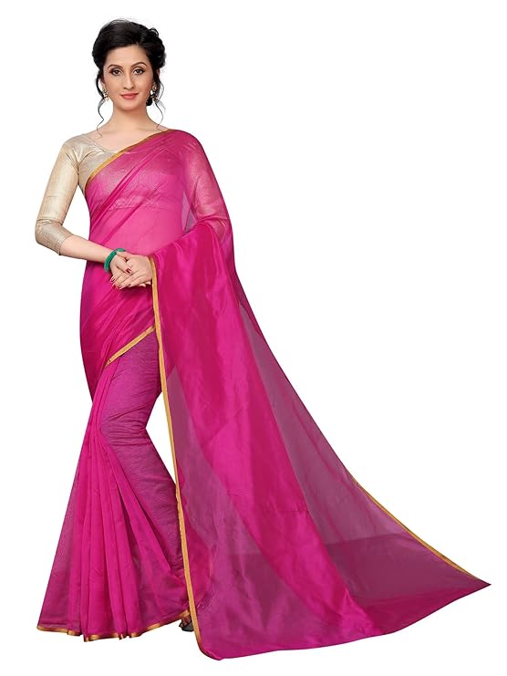 Women's Cotton Silk Saree With Blouse Piece (SilkiVariation)