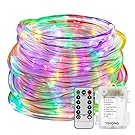 YIHONG Fairy Lights LED Rope Lights Battery Operated - 33ft 8 Mode String Lights Waterproof - Firefly Lights with Remote Timer for Christmas Garden Party Indoor Decor-Multicolor