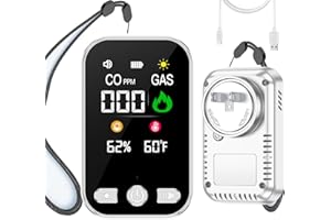 4-in-1 Carbon Monoxide Detectors Gas Detector, Portable CO Alarm with Temperature and Humidity Display, Natural Gas, Propane,