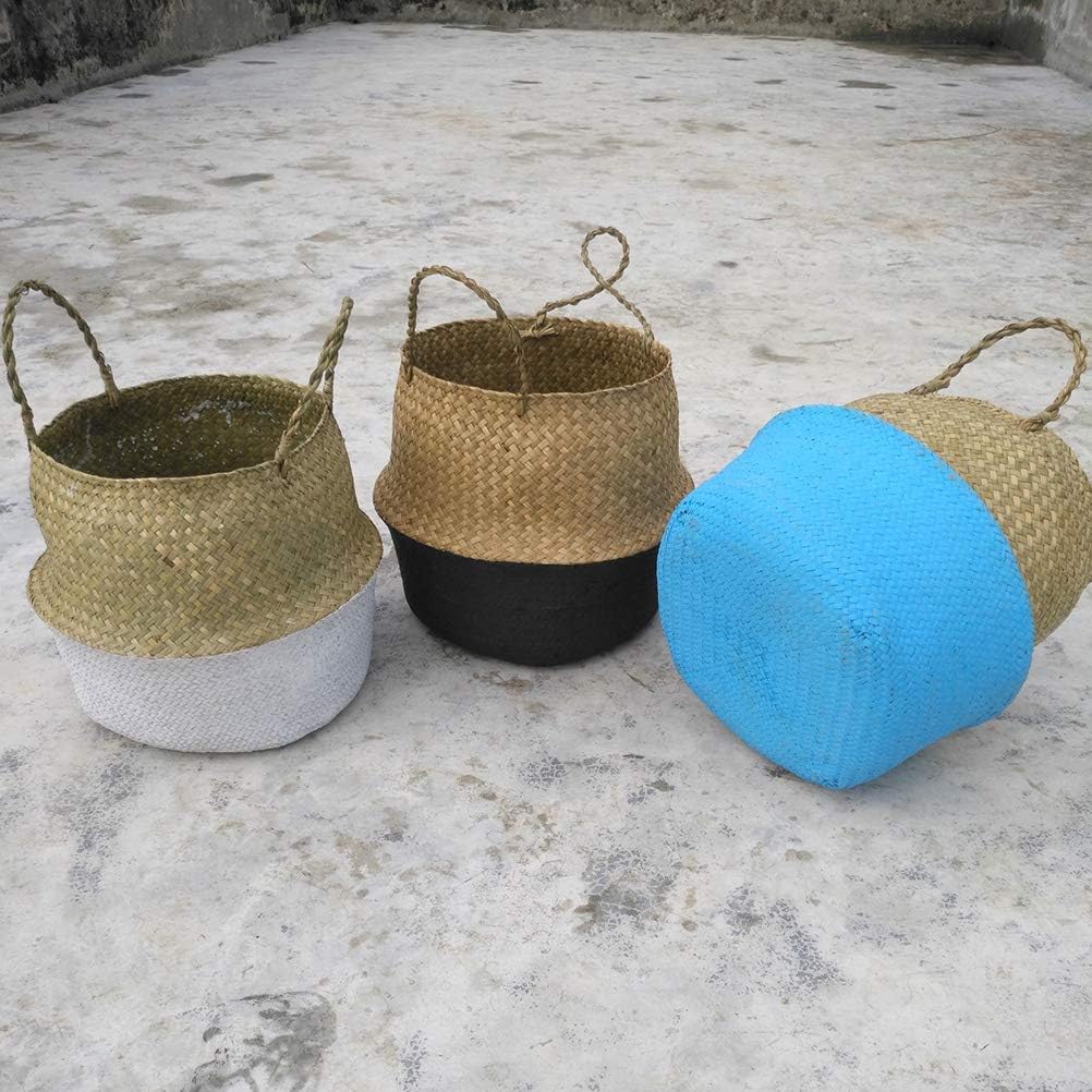 TOPBATHY Cesto de Vientre Tejido Plegado Pastos Marinos Almacenamiento