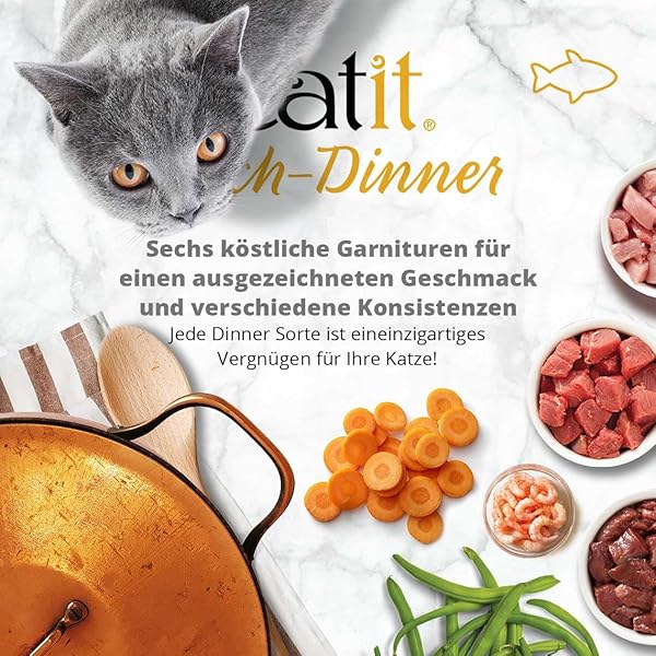 CATIT FISH DINNER WITH WHITEFISH & PUMPKIN – HYDRATING AND HEALTHY WET CAT FOOD FOR CATS OF ALL AGES