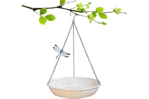 FKKsparkler Hanging Bird Baths, Hanging Bird Feeder for Outdoors, 11 inch Metal Wildbird Feeder with Black Chains for Garden Yard Decor, White