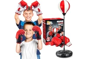 Springflower Big Punching Bag for Kids Included 2 Pack Boxing Gloves, Boxing Toys for Boys, Boxing Bag Sets with Height Adjustable Stand, for Boys & Girls Age 5 6 7 8 9 10 Years Old