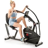 Marcy Dual Action Cross Training Recumbent Exercise Bike with Arm Exercisers, Gym Equipment for Work from Home Fitness, Black JX-7301