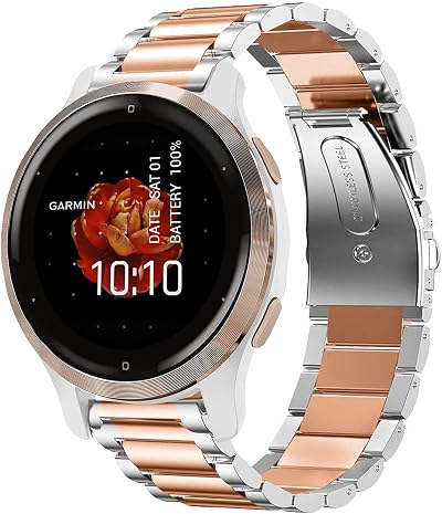 Giaogor Stainless Steel Band Compatible Garmin Venu 2S Quick Release Silver