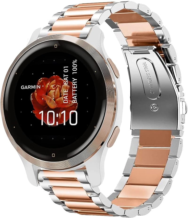 Giaogor Stainless Steel Band Compatible Garmin Venu 2S Quick Release Silver